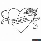 I Love You Heart Coloring Page  Easy Drawing Guides sketch template