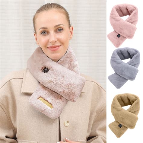 Dress Choice Heated Scarf Neck Heating Pad Plush Heated Neck Wrap with Power Bank Cordless ...