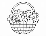 Basket Flowers Drawing Coloring Clipart Pages Flower Cliparts Colouring  sketch template