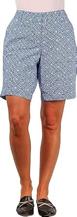 Land 'N Sea Plus Stretch Twill Printed Short, Ocean, Size 20 at Amazon Women’s Clothing store