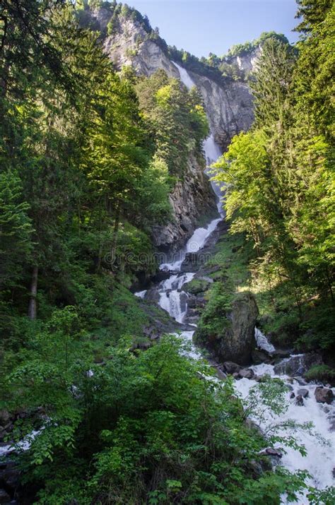 Beautiful Oltschibach Waterfall, Unterbach, Brienz Municipality Stock ...