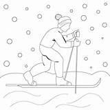 Coloring Page outline The Boy Is skiing Winter Cold Weather Trendy  sketch template