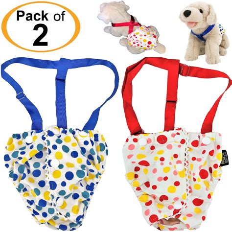 Pack of 2 Female Dog Diapers with Suspenders Reusable Washable for ...