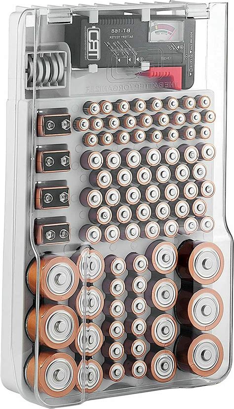 The Battery Organizer Storage Case with Hinged Clear