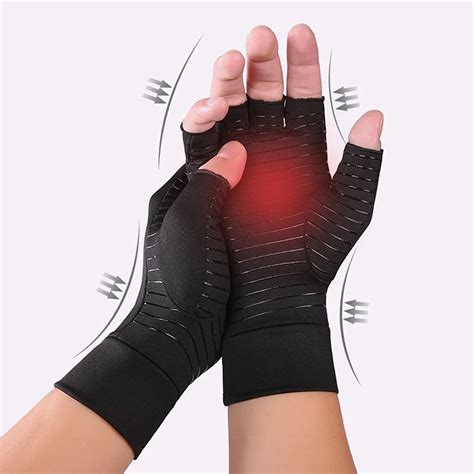 1Pair Copper Fit Arthritis Compression Gloves Hand Support Joint Pain ...