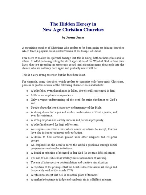 The Hidden Heresy in New Age Christian Churches | PDF | Born Again | Christian Church