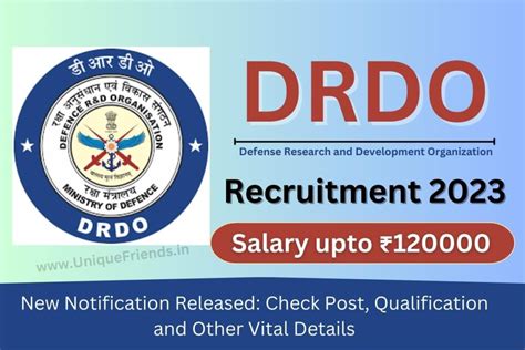 DRDO Recruitment 2023 New Notification Released: Salary upto ₹120000 ...