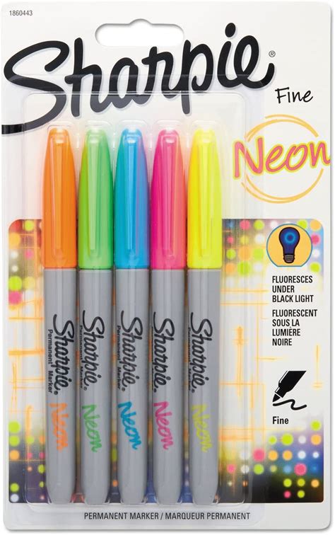 SHARPIE 1860443 Neon Permanent Markers Assorted 5/Pack for Wholesale