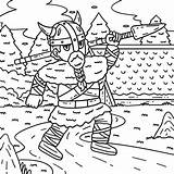Viking Carrying Spear Coloring Page For Kids 40211537 Vector Art At  sketch template