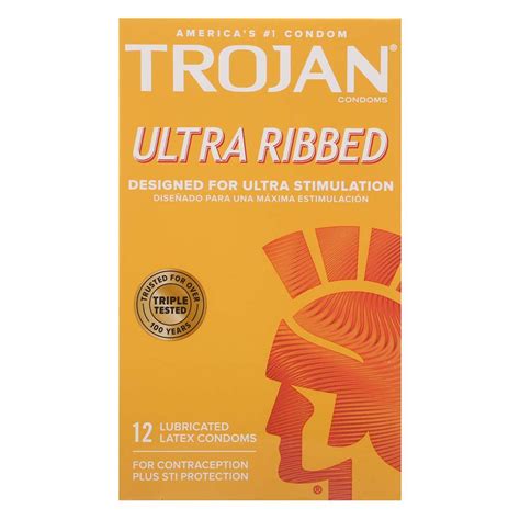 Trojan Ultra Ribbed Lubricated Condoms - Shop Condoms & contraception ...