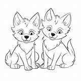 Wolf Pup Coloring Pages Cub Lineart Clipart Drawing Cute Baby Anime Fox  sketch template