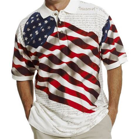 Men's Patriotic American Waving Flag 100% Cotton Polo Shirt – The Flag ...