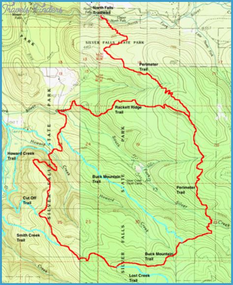 Silver Falls Hiking Trail Map - TravelsFinders.Com