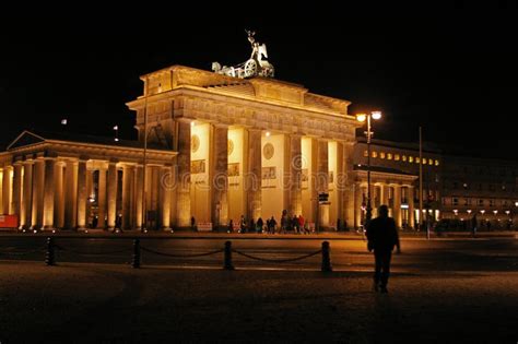 Brandenburg Gate Illuminated at Night Stock Photo - Image of side ...