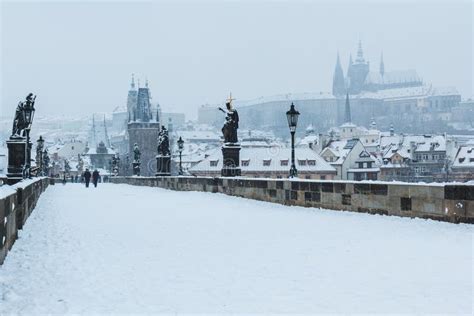 Snow on Charles Bridge, Winter 2015 Prague, Czech Republic Stock Photo - Image of prague ...