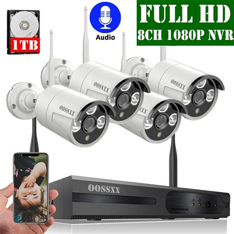 Wireless Security Camera System, OOSSXX 1080P Home Surveillance Cameras System, 8CH NVR and 4pcs ...