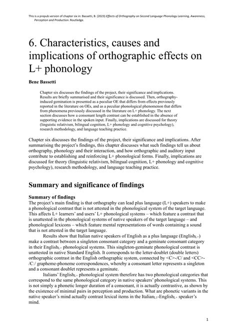 (PDF) Effects of Orthography on Second Language Phonology: Learning ...