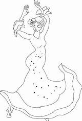Vector Página Para Colorear Con La Bailaora De flamenco sketch template