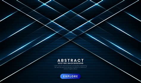 Geometric navy blue 3d abstract background with metallic lines effect ...