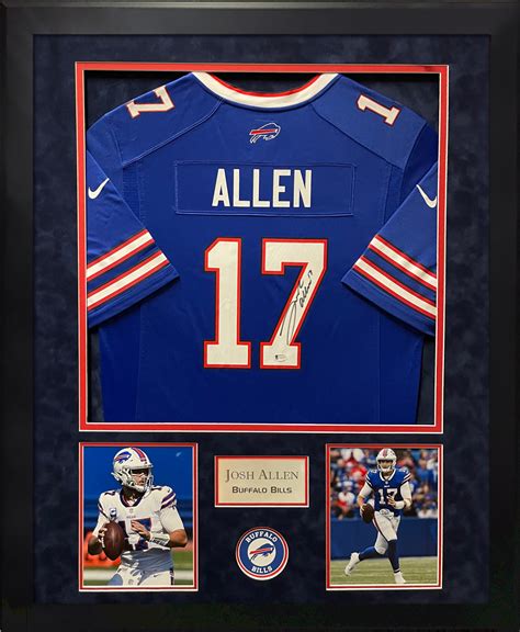 Josh Allen Autograph Jersey Nike Blue Framed 37x45 - New England Picture