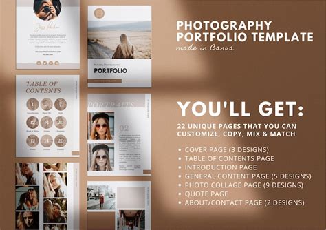 22 Pages Photography Portfolio Template Canva Photography Magazine ...