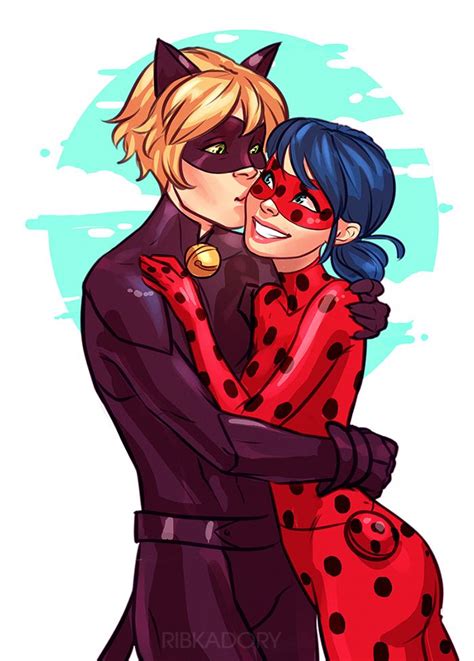 Ladybug and Cat Noir by ribkaDory | Miraculous ladybug kiss, Miraculous ...