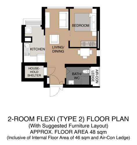 2 Room Flexi Floor Plan - floorplans.click