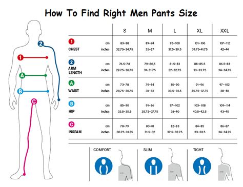 Pant Size Chart For Men