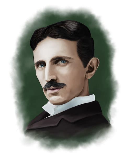 Nikola Tesla Color Digital Art Portrait Digital Art by Vladimir Tuzlay ...