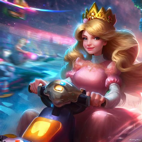 Princess Peach plays Mario Kart by xRebelYellx on DeviantArt