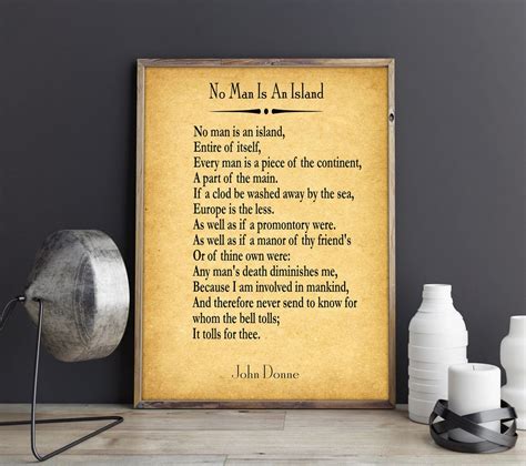 No Man Is An Island by John Donne Poem John Donne Prints Philosophy Poem Life Poem Wall Art ...