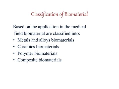 SOLUTION: Classification of biomaterials - Studypool