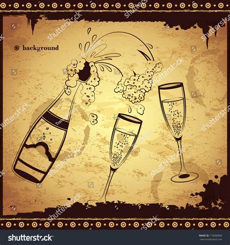 Vintage Champagne Illustration Stock Vector (Royalty Free) 110000060 ...