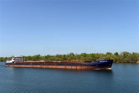 Dry-cargo Ship `Volga-Don 5017` on the Don River Near the Village of Romanovskaya, Rostov Region ...