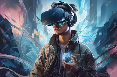 Premium AI Image | Dive into the Thrilling World of Virtual Adventures with VR Glasses Generative AI