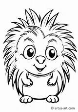 Cute Porcupine Coloring Page For Kids » Free Download Artus Art sketch template