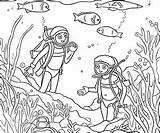 Free Snorkeling Coloring Pages – Corner sketch template