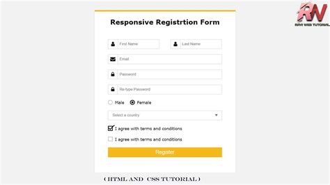 How To Make Responsive Registration Form In Html And Css Html Css | Hot ...