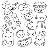 Barbecue Theme Coloring Book Page For Kids Cartoon Style Vector  sketch template