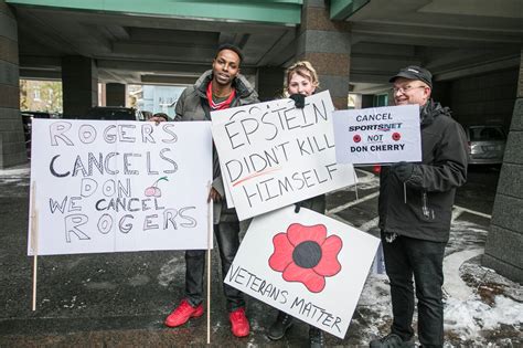 A tiny crowd showed up in Toronto to rally in support of Don Cherry