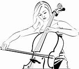 Woman Playing Cello sketch template