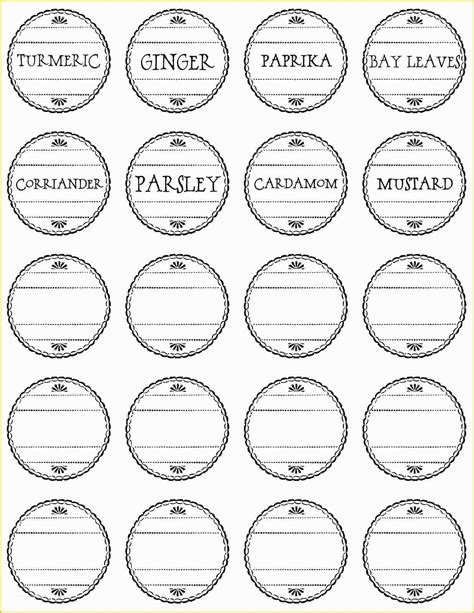 Spice Jar Label Template Free Of Black and White Spice and Herb Labels ...