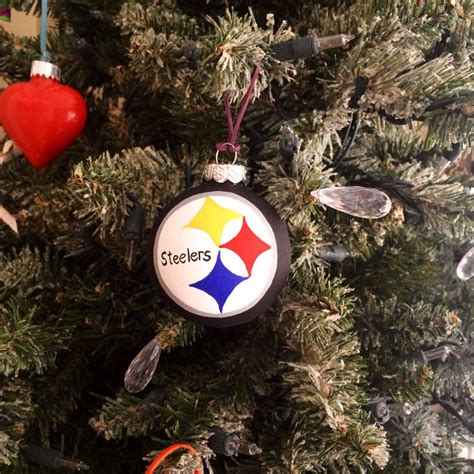 My hand painted glass Pittsburgh Steelers christmas ornament. Football team. Art. Handmade gift ...