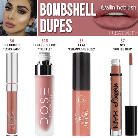 Huda Beauty Bombshell Liquid Matte Lipstick Dupe