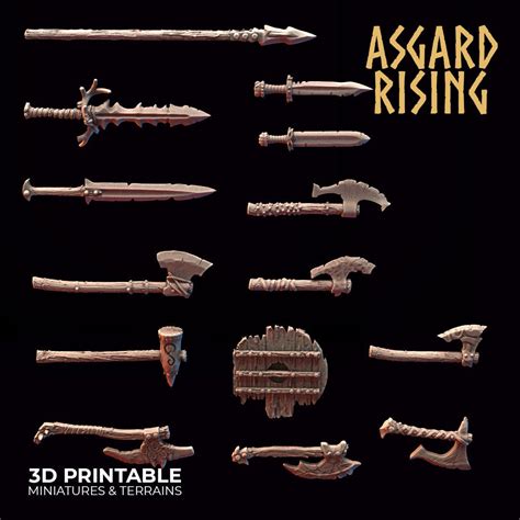 Weapons Set 3 Asgard Rising Miniatures Wargaming D&d Dnd - Etsy