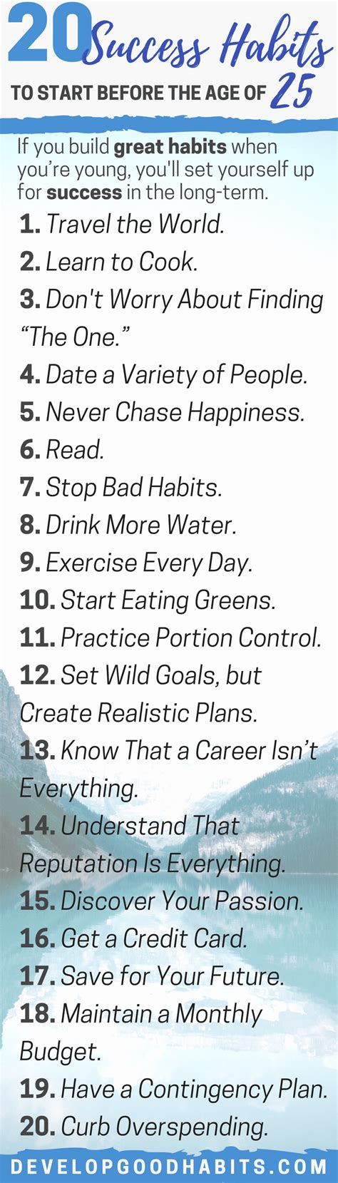 20 Success Habits to Start Before the Age of 25 - Develop Good Habits