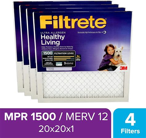 Filtrete 20x20x1, AC Furnace Air Filter, MPR 1500, Healthy Living Ultra ...