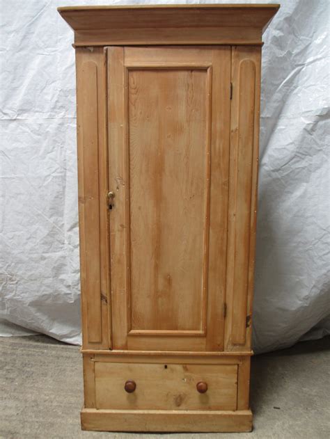 Victorian Pine Single Door Wardrobe With Drawer Under