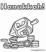 Hanukkah Dreidel And Coins Coloring Pages  Free Printable sketch template