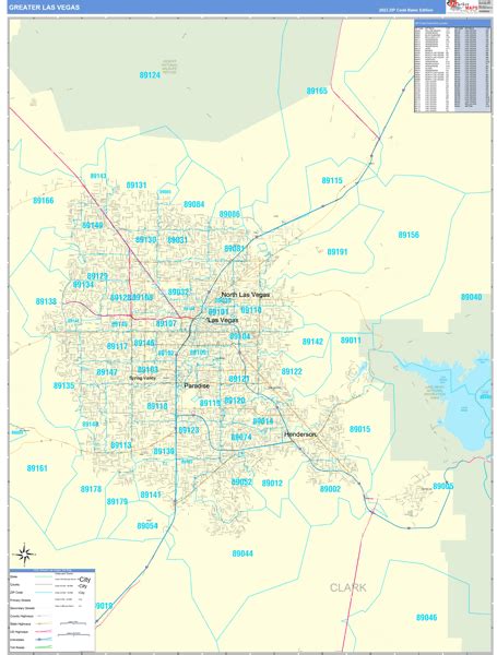 Greater Las Vegas, NV Metro Area Wall Map Basic Style by MarketMAPS ...